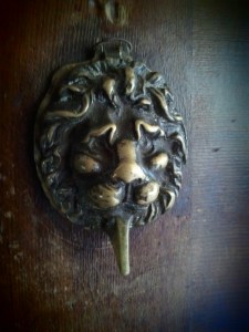 Lift his beard to find a door lock.